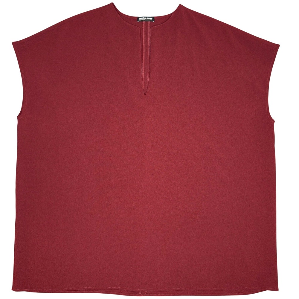 American Apparel Tunic Womens M/L Burgundy Boxy Oversized Split Neck Crepe Top